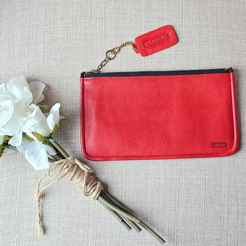 Vintage Coach Skinny Case Wallet Pouch # 7170 ( Red )